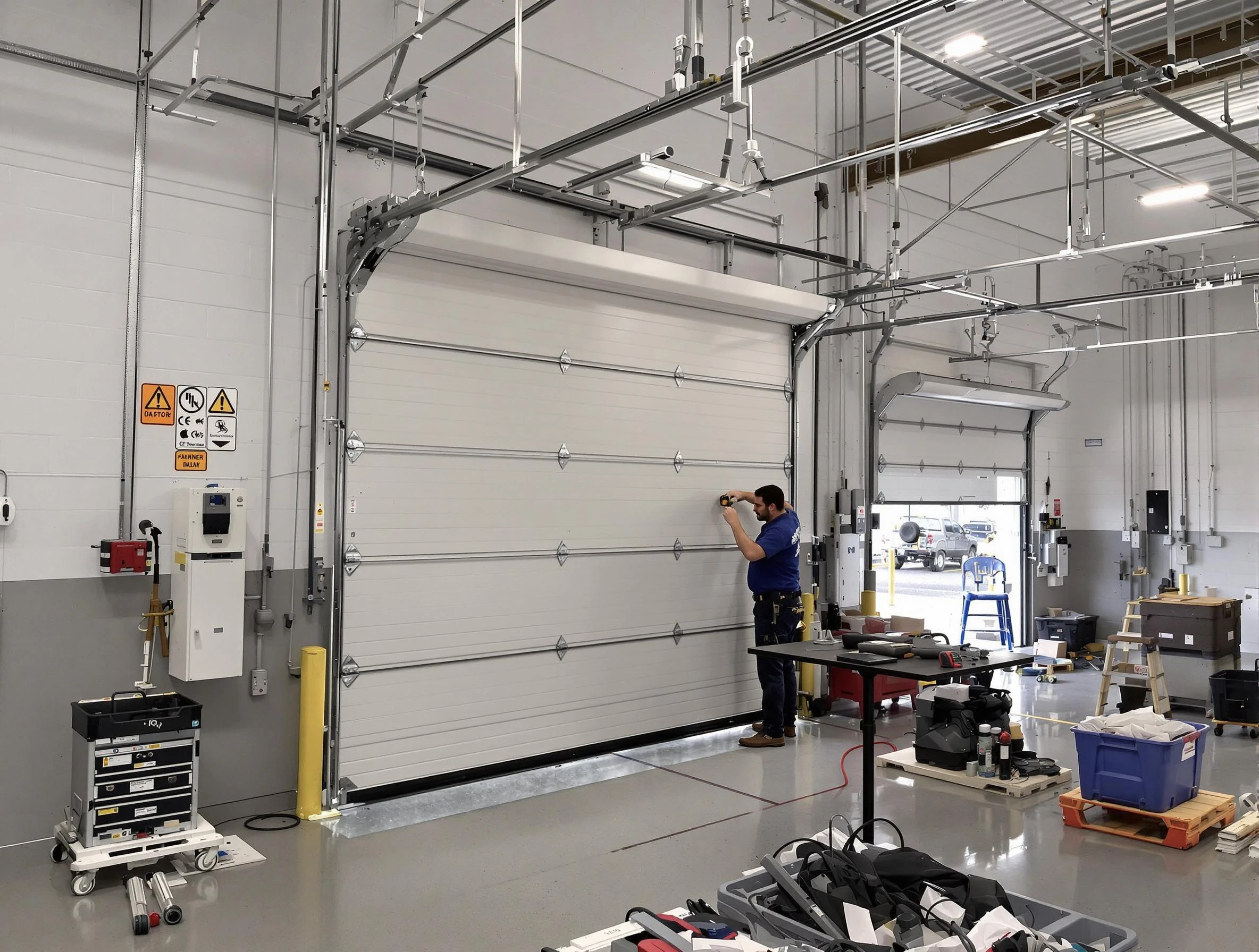 Commercial garage door repair being performed by New Sewickley Garage Door Repair expert in New Sewickley